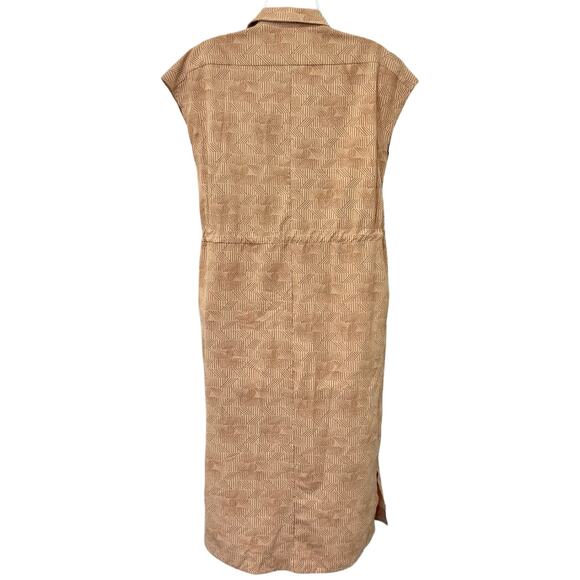 REI Cooperative Tan Brown Drawstring Patterned Shift Short Sleeve Dress size XS - Picture 5 of 13